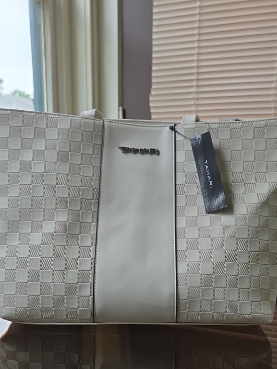 Tahari Handbags - Tahari Ivory Checkered Tote